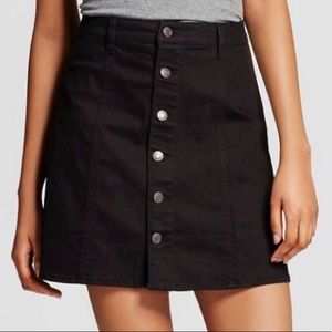 Black Denim Button Up Skirt